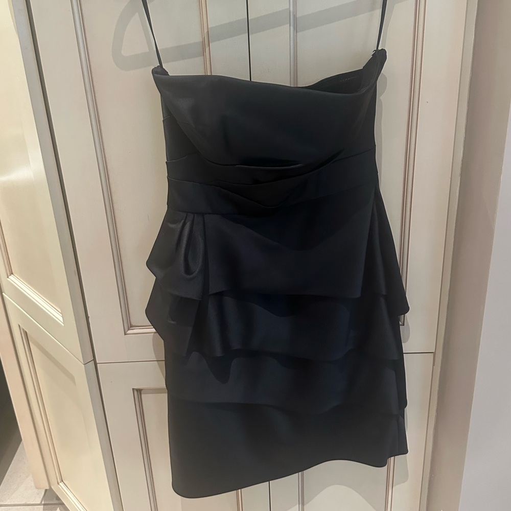 White House Black Market Strapless Layered Black Dress